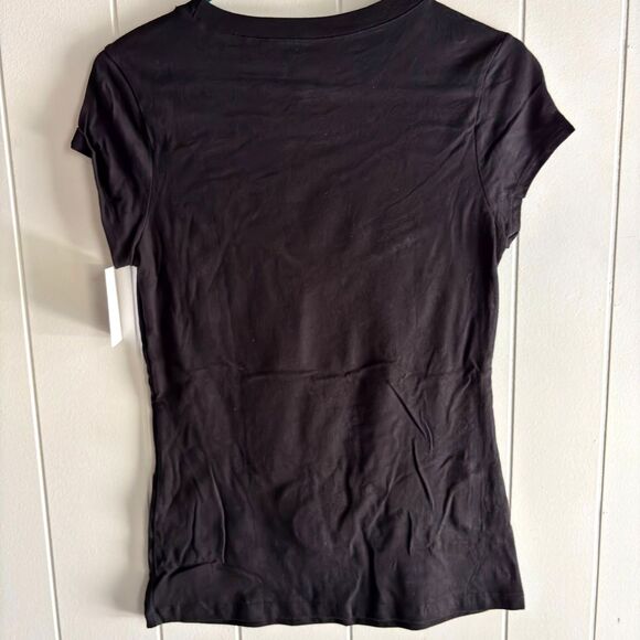 Disney TINKERBELL Black Cap Sleeve V Neck Fall Halloween Size M T Shirt NWT #S - Picture 2 of 3